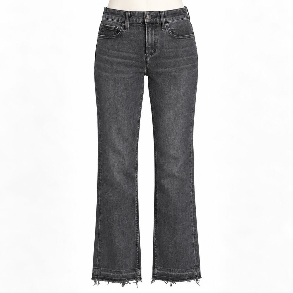 PAIGE Cindy Raw Hem Straight Jeans Women's 23 Black Gray High Rise